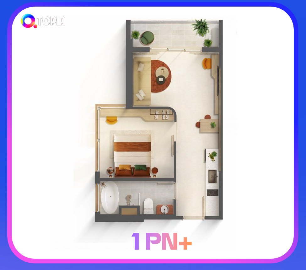 Mặt bằng căn hộ 1PN+ Q Topia
