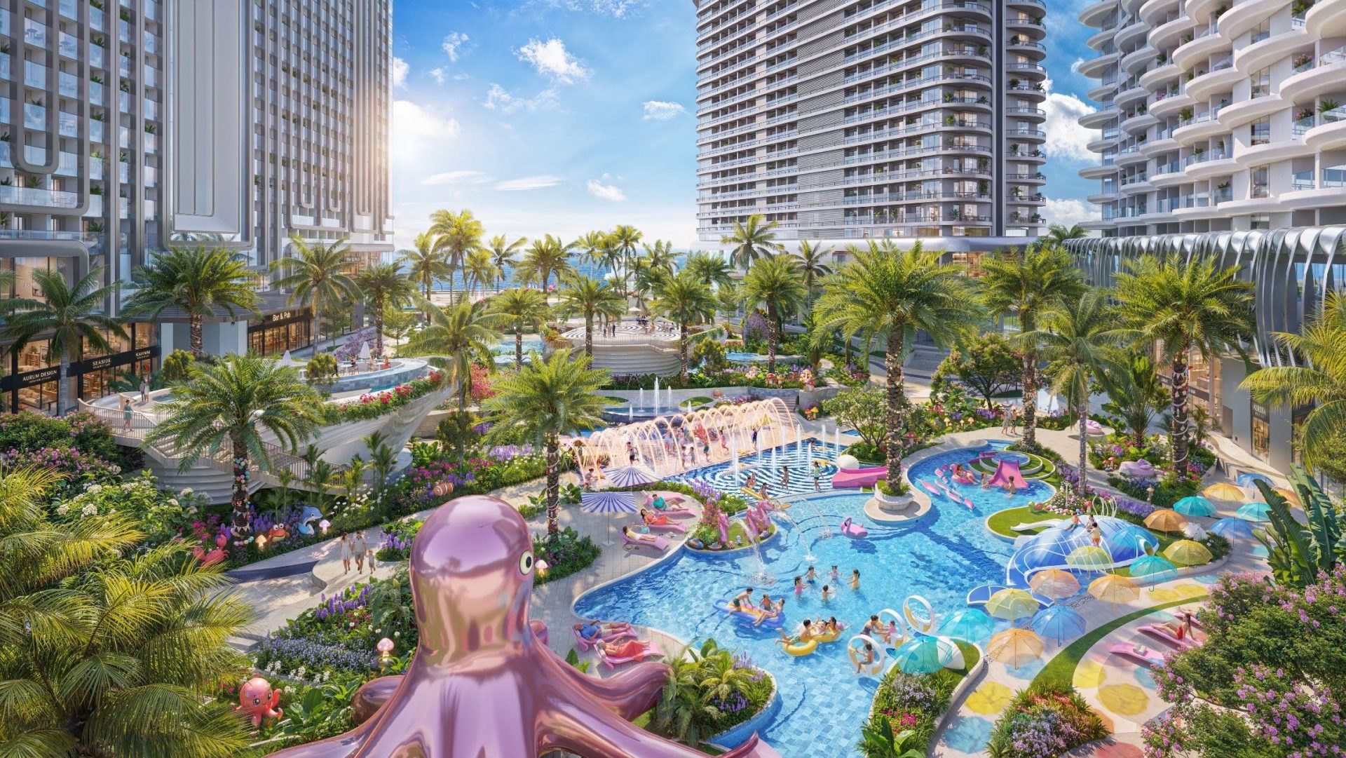 Aqua Funny Park và biểu tượng Kraken trong khu Ocean Galaxy